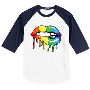 Lgbt Rainbow Lip Pro Pride Month Baseball Sleeve Shirt