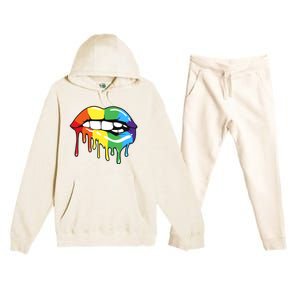 Lgbt Rainbow Lip Pro Pride Month Premium Hooded Sweatsuit Set