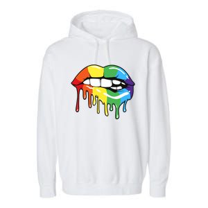 Lgbt Rainbow Lip Pro Pride Month Garment-Dyed Fleece Hoodie