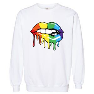 Lgbt Rainbow Lip Pro Pride Month Garment-Dyed Sweatshirt