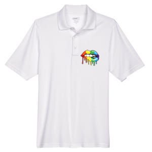 Lgbt Rainbow Lip Pro Pride Month Men's Origin Performance Pique Polo