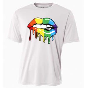 Lgbt Rainbow Lip Pro Pride Month Cooling Performance Crew T-Shirt