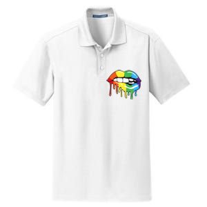 Lgbt Rainbow Lip Pro Pride Month Dry Zone Grid Polo