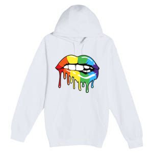 Lgbt Rainbow Lip Pro Pride Month Premium Pullover Hoodie