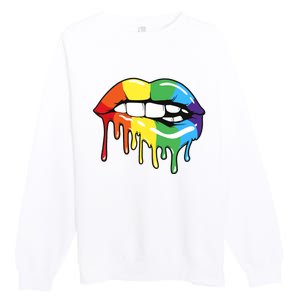 Lgbt Rainbow Lip Pro Pride Month Premium Crewneck Sweatshirt