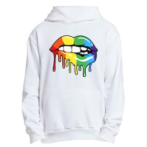 Lgbt Rainbow Lip Pro Pride Month Urban Pullover Hoodie