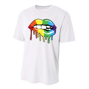 Lgbt Rainbow Lip Pro Pride Month Performance Sprint T-Shirt