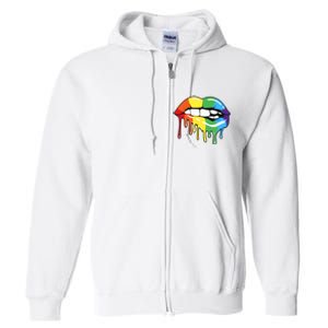 Lgbt Rainbow Lip Pro Pride Month Full Zip Hoodie