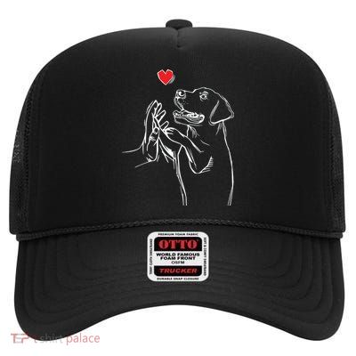 Labrador Retriever Love Golden Black Lab Dad Mom High Crown Mesh Back Trucker Hat