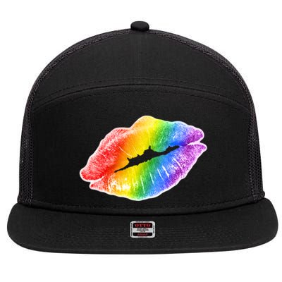 Lgbtq Rainbow Lips Colorful Lgbtqia Pride S S Gift 7 Panel Mesh Trucker Snapback Hat