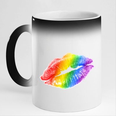 Lgbtq Rainbow Lips Colorful Lgbtqia Pride S S Gift 11oz Black Color Changing Mug