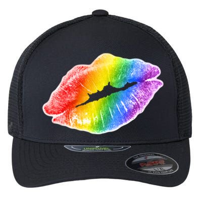 Lgbtq Rainbow Lips Colorful Lgbtqia Pride S S Gift Flexfit Unipanel Trucker Cap