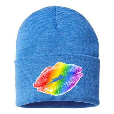 Lgbtq Rainbow Lips Colorful Lgbtqia Pride S S Gift Sustainable Knit Beanie