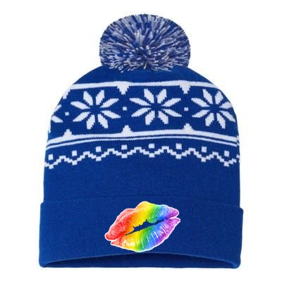 Lgbtq Rainbow Lips Colorful Lgbtqia Pride S S Gift USA-Made Snowflake Beanie