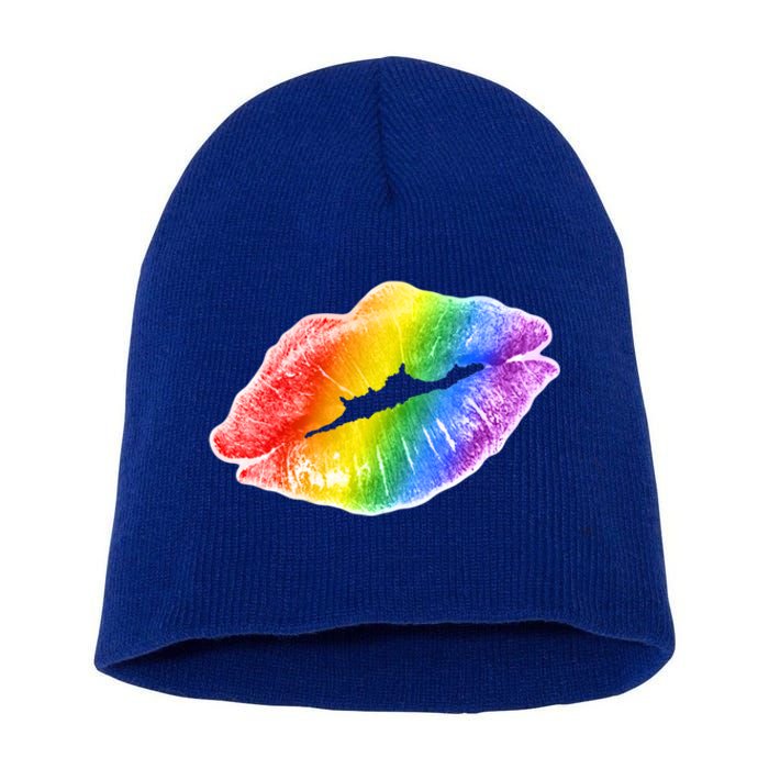 Lgbtq Rainbow Lips Colorful Lgbtqia Pride S S Gift Short Acrylic Beanie