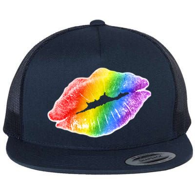 Lgbtq Rainbow Lips Colorful Lgbtqia Pride S S Gift Flat Bill Trucker Hat