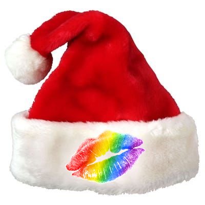 Lgbtq Rainbow Lips Colorful Lgbtqia Pride S S Gift Premium Christmas Santa Hat