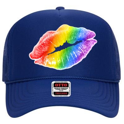 Lgbtq Rainbow Lips Colorful Lgbtqia Pride S S Gift High Crown Mesh Back Trucker Hat