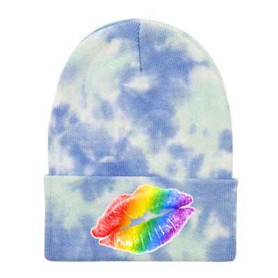 Lgbtq Rainbow Lips Colorful Lgbtqia Pride S S Gift Tie Dye 12in Knit Beanie