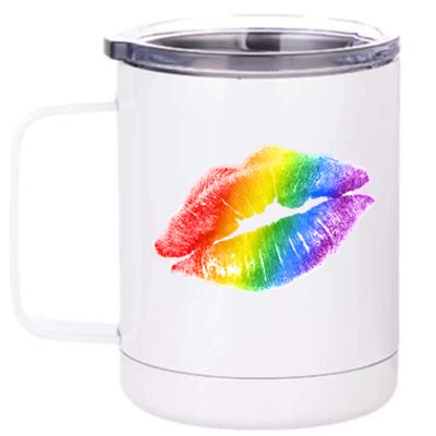 Lgbtq Rainbow Lips Colorful Lgbtqia Pride S S Gift 12 oz Stainless Steel Tumbler Cup