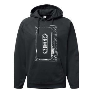 Love Retro Mixtape 80's Blank Cassette Tape Performance Fleece Hoodie