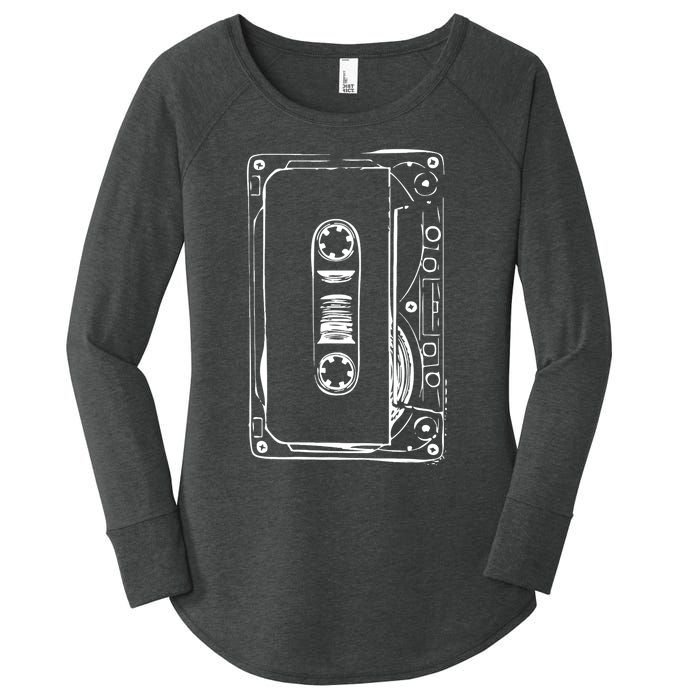 Love Retro Mixtape 80's Blank Cassette Tape Women's Perfect Tri Tunic Long Sleeve Shirt