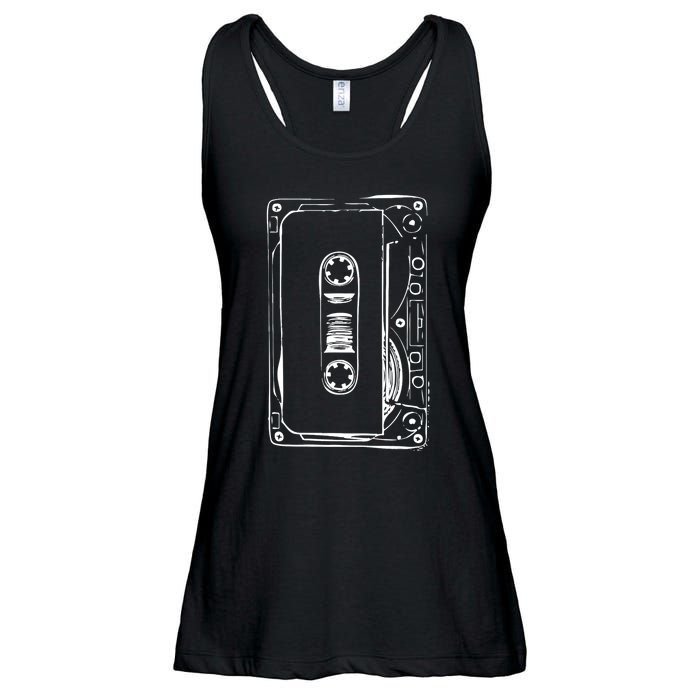 Love Retro Mixtape 80's Blank Cassette Tape Ladies Essential Flowy Tank