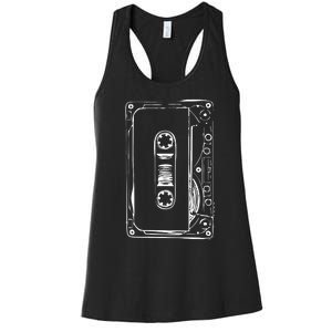 Love Retro Mixtape 80's Blank Cassette Tape Women's Racerback Tank