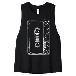 Love Retro Mixtape 80's Blank Cassette Tape Women's Racerback Cropped Tank