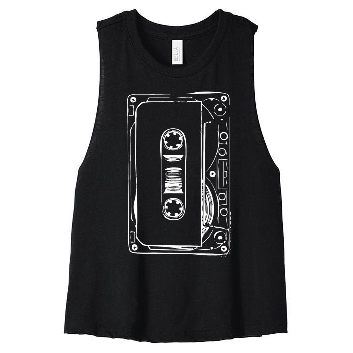 Love Retro Mixtape 80's Blank Cassette Tape Women's Racerback Cropped Tank