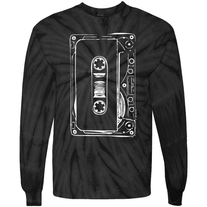 Love Retro Mixtape 80's Blank Cassette Tape Tie-Dye Long Sleeve Shirt