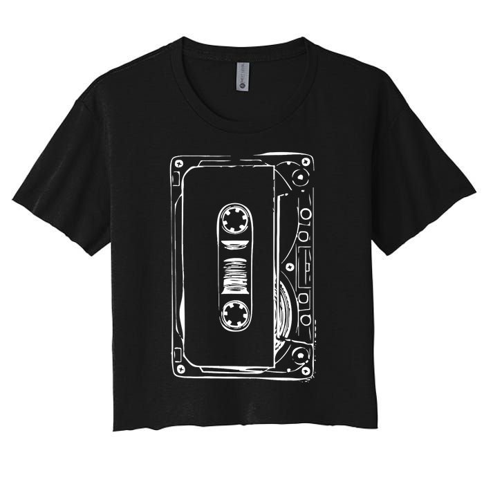 Love Retro Mixtape 80's Blank Cassette Tape Women's Crop Top Tee