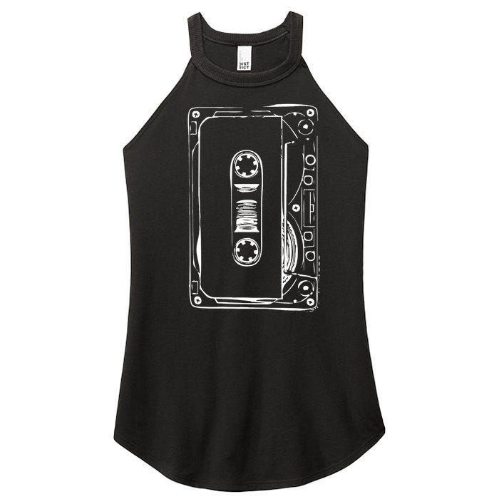 Love Retro Mixtape 80's Blank Cassette Tape Women's Perfect Tri Rocker Tank