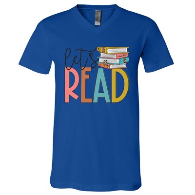 Lets Read Meaningful Gift Teacher Gift V-Neck T-Shirt