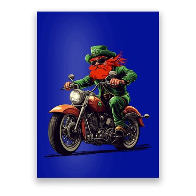 Leprechaun Riding Motorcycle Funny St Patricks Day Irish Gift Poster
