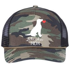 Labrador Retriever Mom Dog Silhouette Gift Retro Rope Trucker Hat Cap