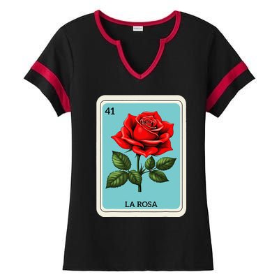 La Rosa Mexican Lottery Card Game Gift Ladies Halftime Notch Neck Tee