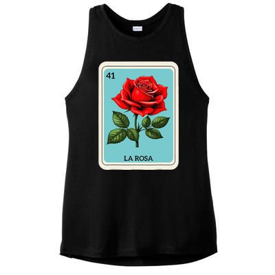 La Rosa Mexican Lottery Card Game Gift Ladies PosiCharge Tri-Blend Wicking Tank