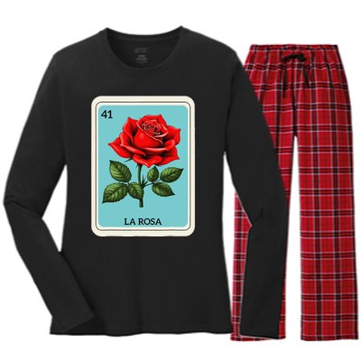 La Rosa Mexican Lottery Card Game Gift Women's Long Sleeve Flannel Pajama Set 