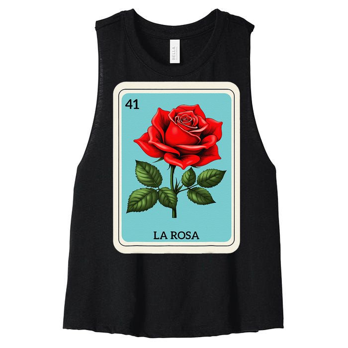 La Rosa Mexican Lottery Card Game Gift Women's Racerback Cropped Tank