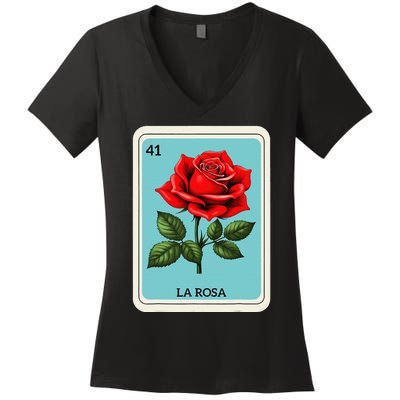 La Rosa Mexican Lottery Card Game Gift Women's V-Neck T-Shirt