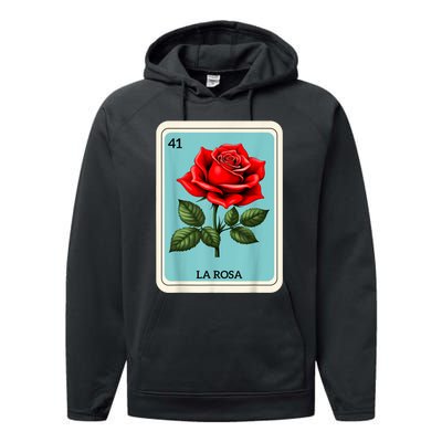 La Rosa Mexican Lottery Card Game Performance Fleece Hoodie