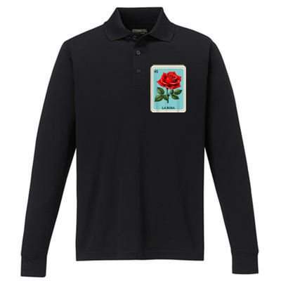 La Rosa Mexican Lottery Card Game Performance Long Sleeve Polo