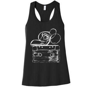 Love Retro Mixtape 80S Blank Cassette Tape Women's Racerback Tank