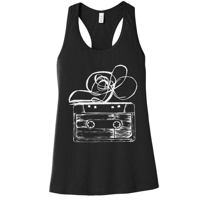 Love Retro Mixtape 80S Blank Cassette Tape Women's Racerback Tank