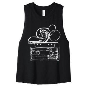 Love Retro Mixtape 80S Blank Cassette Tape Women's Racerback Cropped Tank