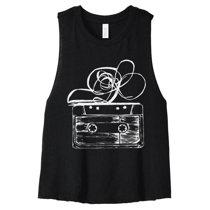 Love Retro Mixtape 80S Blank Cassette Tape Women's Racerback Cropped Tank