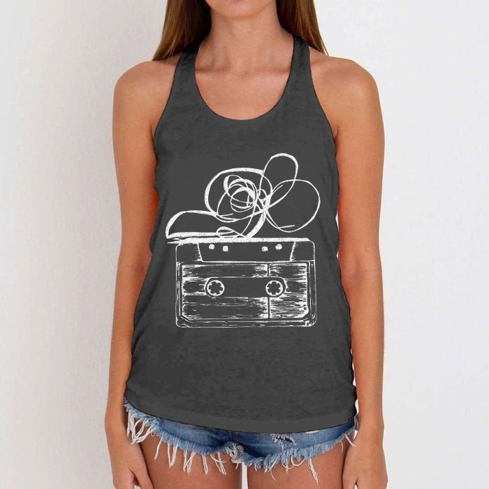 Love Retro Mixtape 80S Blank Cassette Tape Women's Knotted Racerback Tank