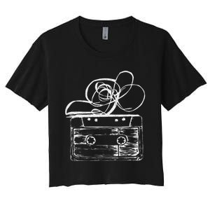 Love Retro Mixtape 80S Blank Cassette Tape Women's Crop Top Tee