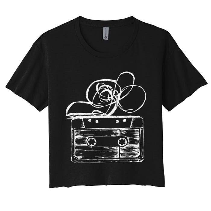 Love Retro Mixtape 80S Blank Cassette Tape Women's Crop Top Tee